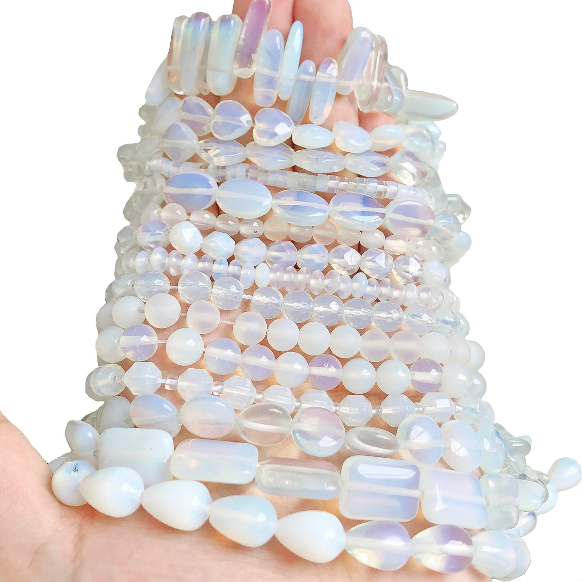 White Opalite Stone Beads 8mm Round Rondelle – DIY Jewelry Making