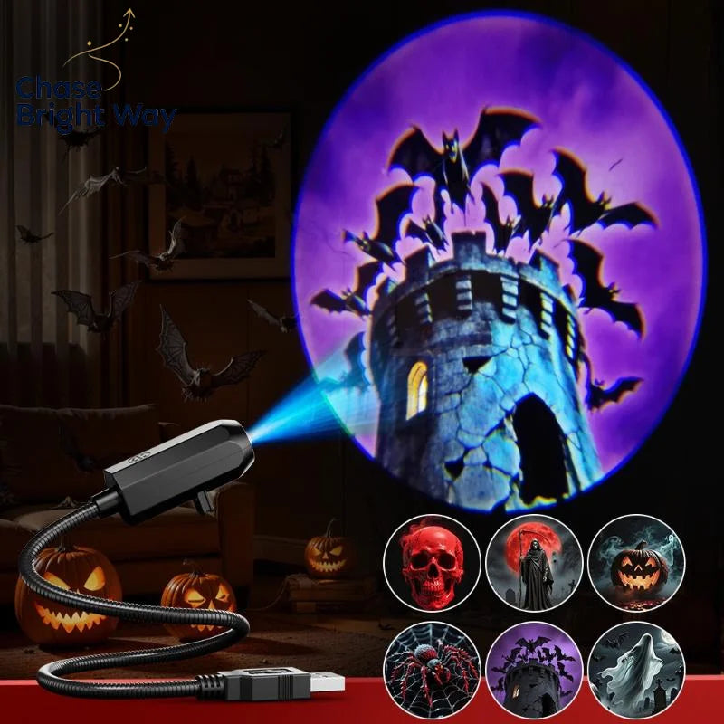 USB Halloween Projector Light – 6 Pattern LED Lamp