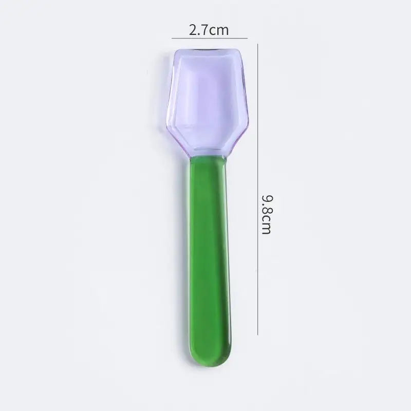 Colorful Borosilicate Glass Dessert Spoon – Short Handle Gift
