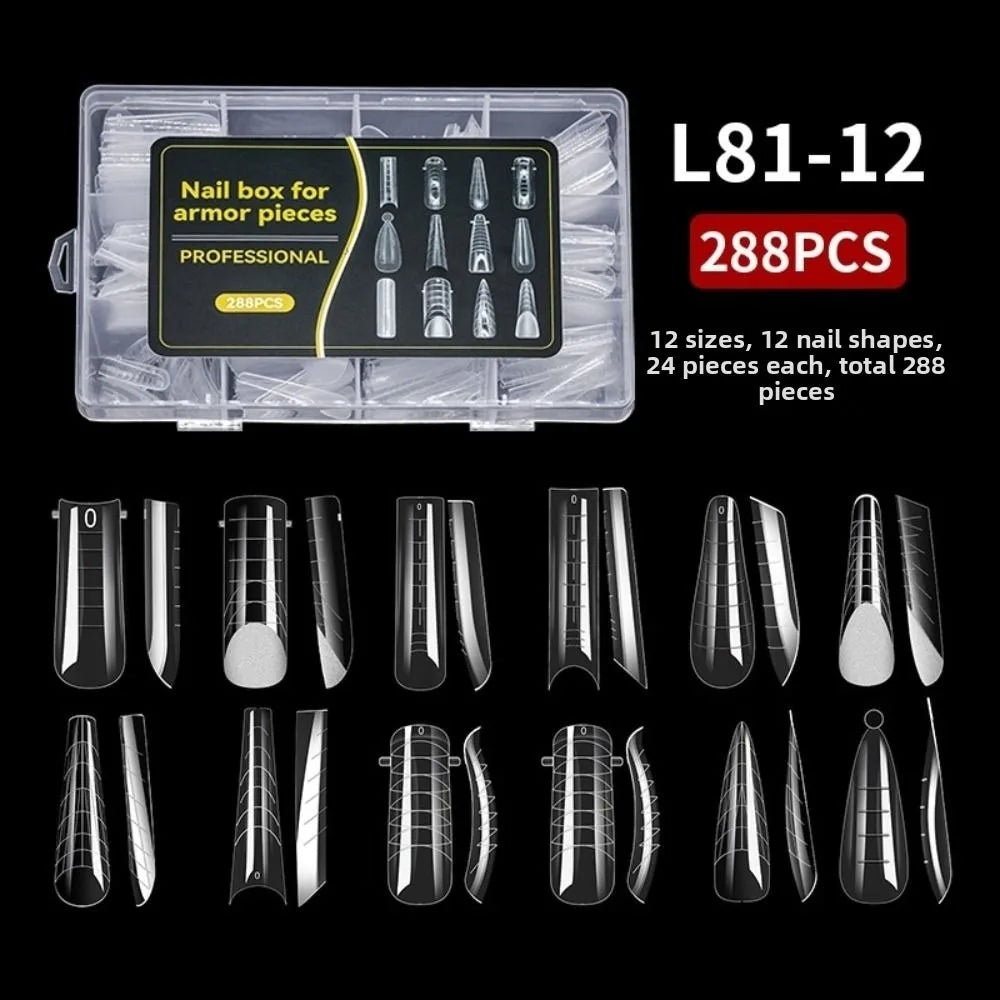 Mixed 12-Type Nail Tips Set – Pointed & French Mold False Nails