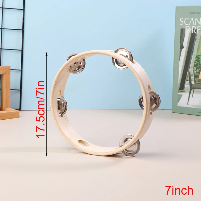Wooden Tambourine for Kids – Orff Hand Drum 4–10 Inch