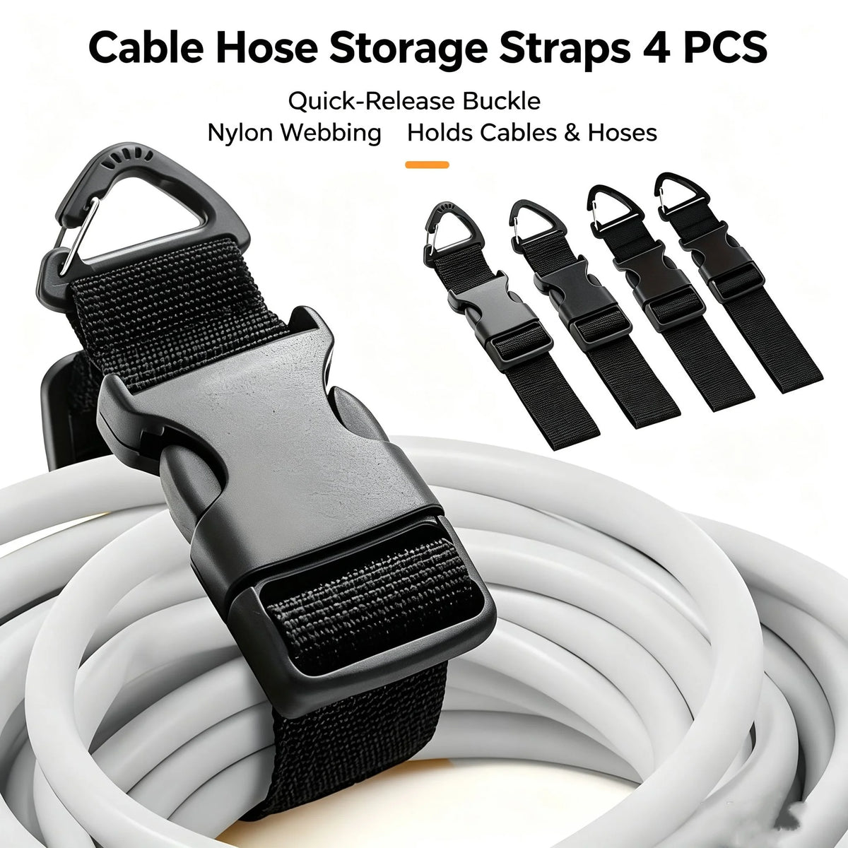 Heavy-Duty Adjustable Nylon Storage Straps 2/4-Pack Hose Ties