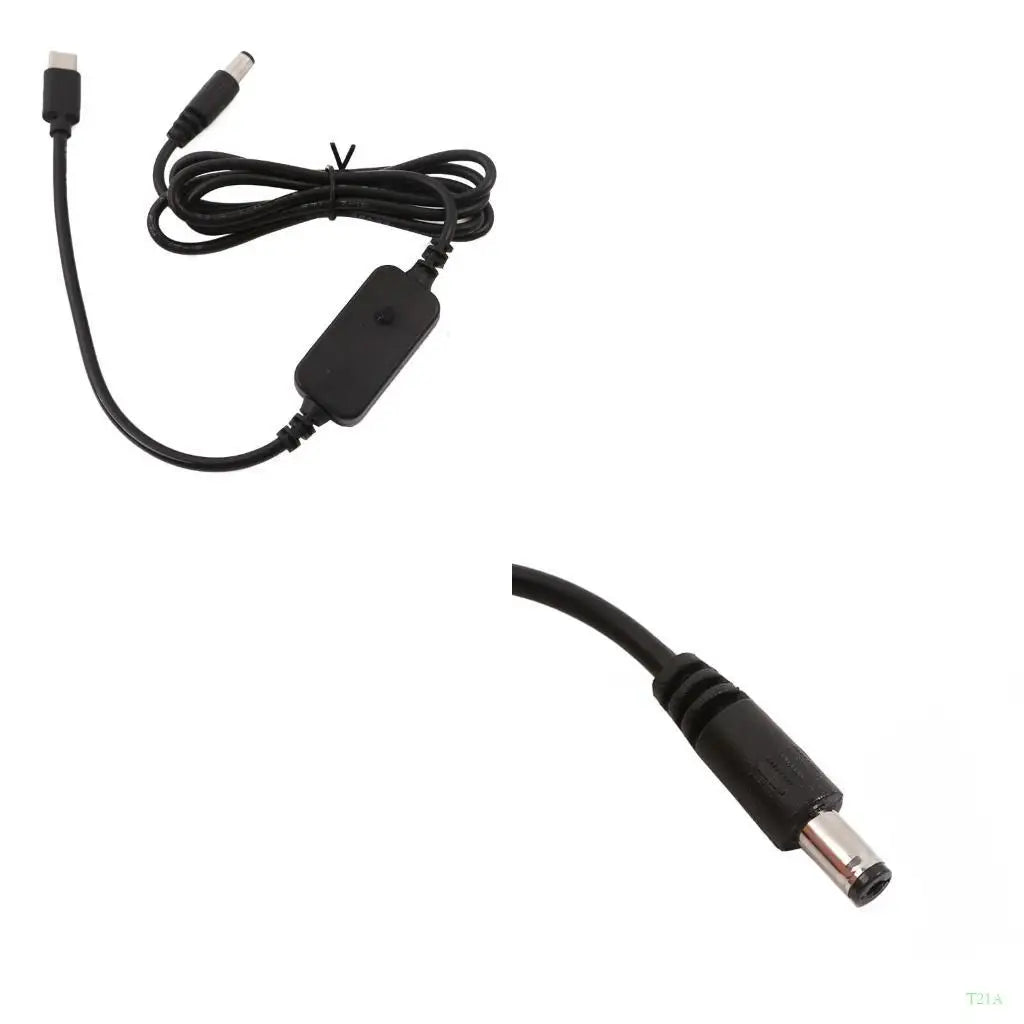 USB-C to 5.5x2.1mm Adjustable Voltage Cable | LED Display 5V–20V