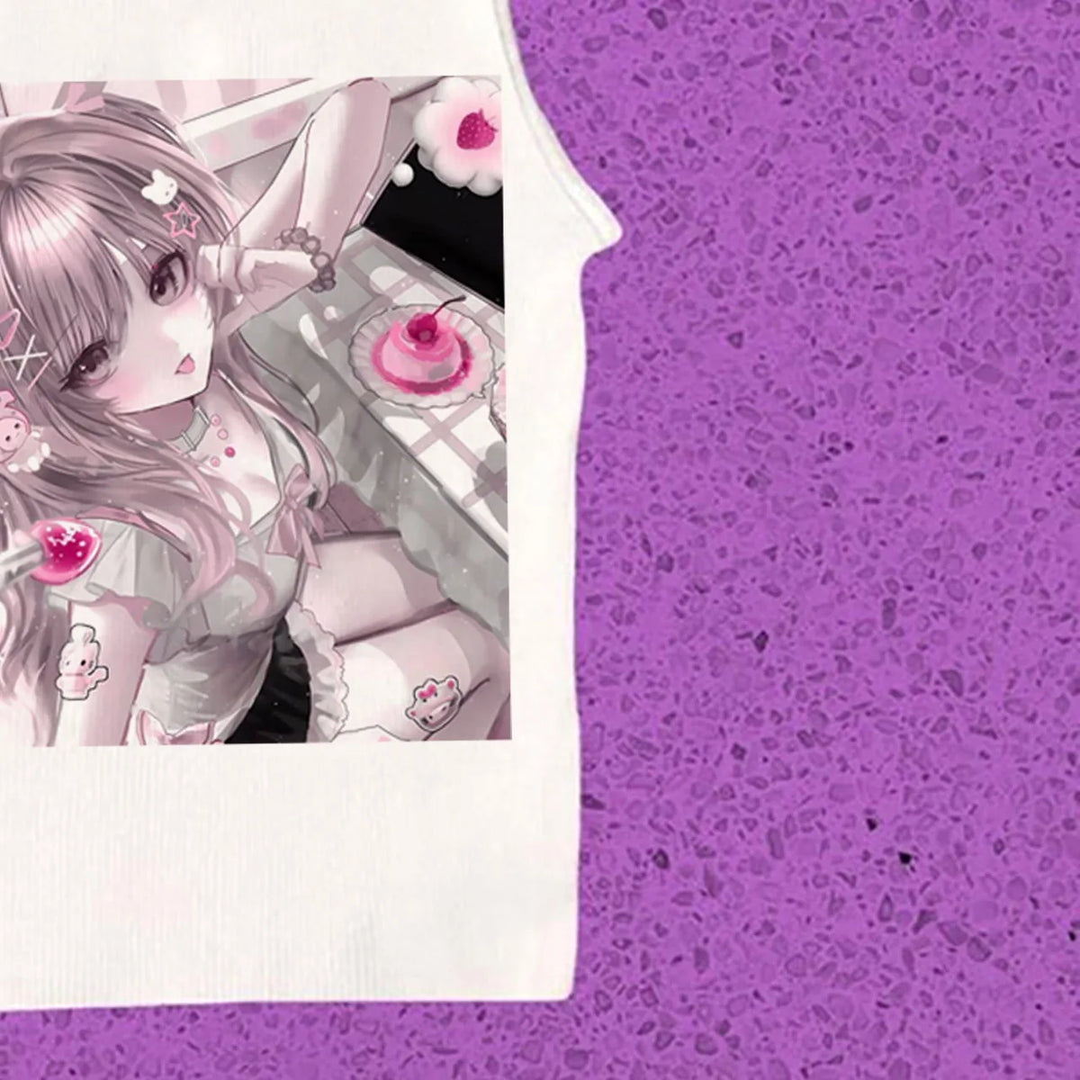 Y2K Harajuku Kawaii Cat Ear Anime Women's Slim Fitted Tee