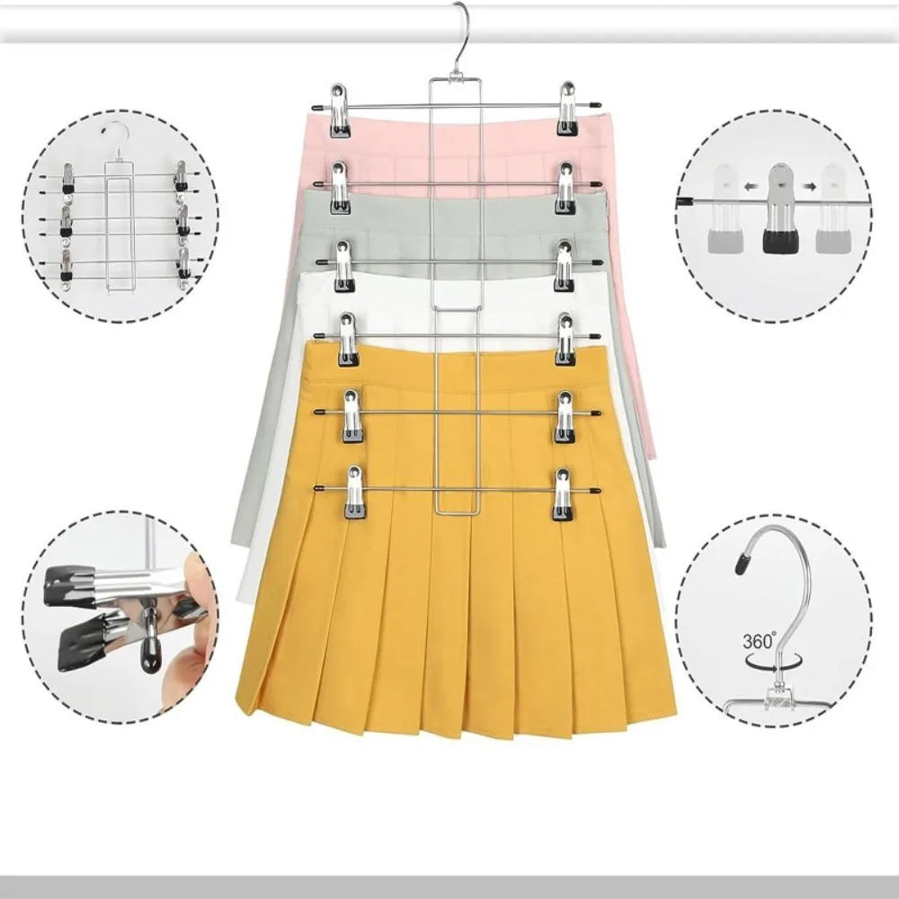 6-Layer Metal Clothes Hanger with Clips – Space-Saving Rack