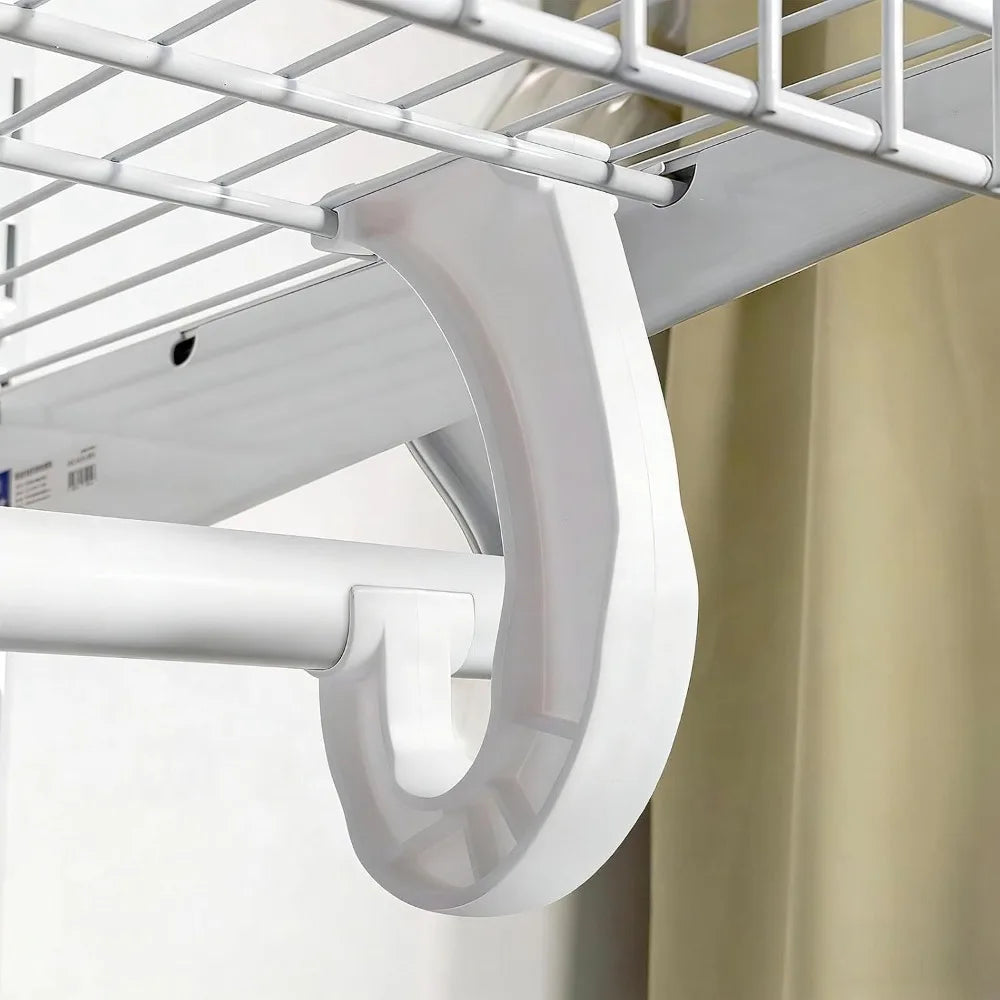4-Pack J-Shaped Closet Rod Support Brackets – White Plastic