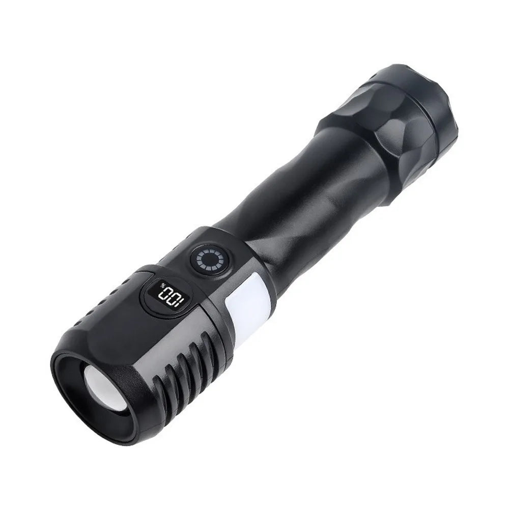 Zoomable USB Rechargeable LED Flashlight with Side Light