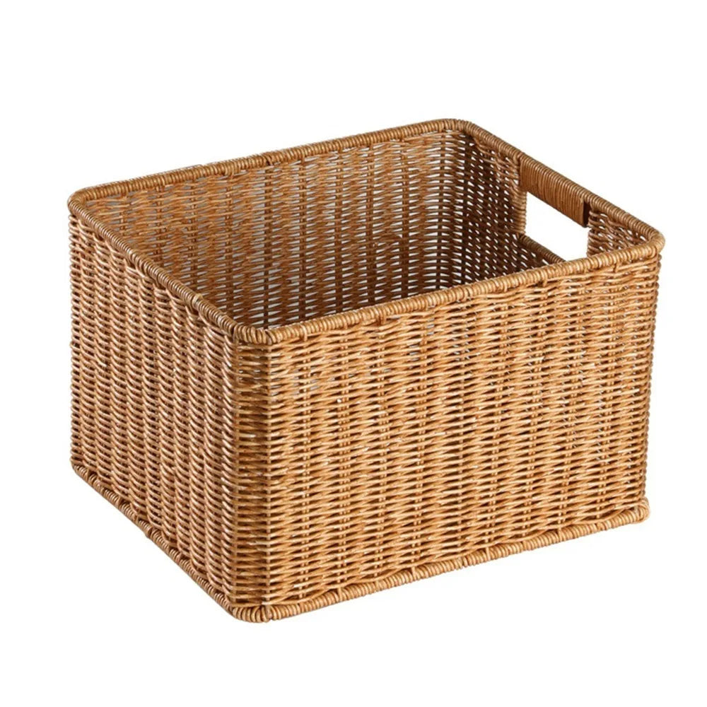 Woven Look Storage Basket with Handles – Home Organizer