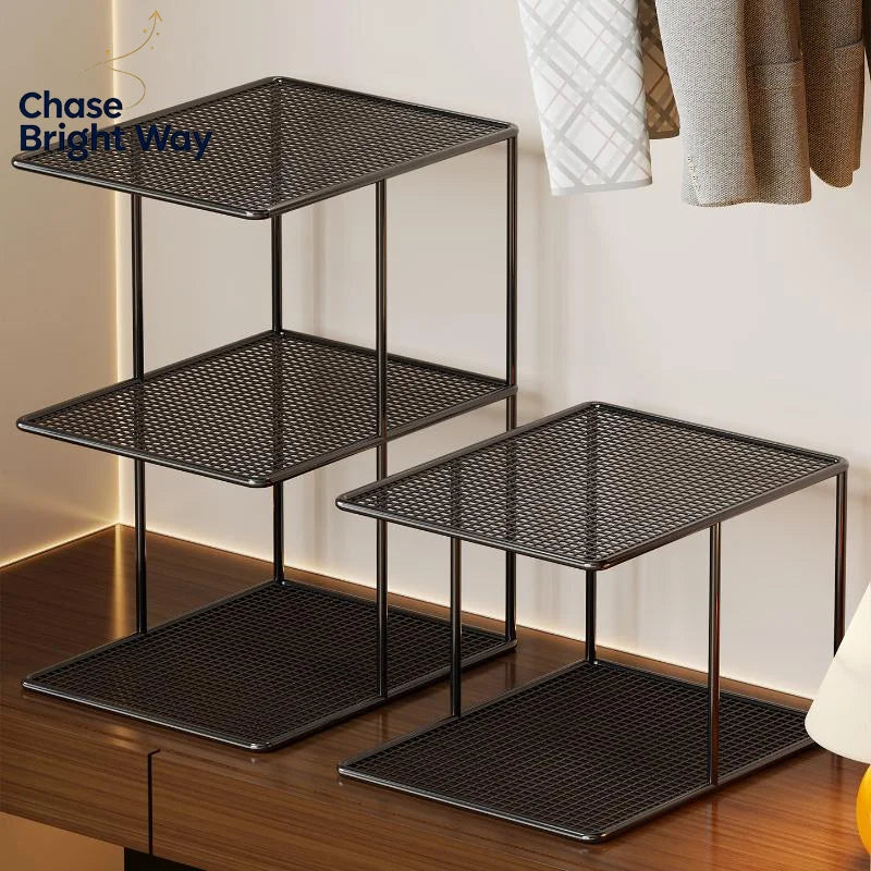Stackable Metal Mesh Shelf – 2 & 3 Tier Closet Organizer