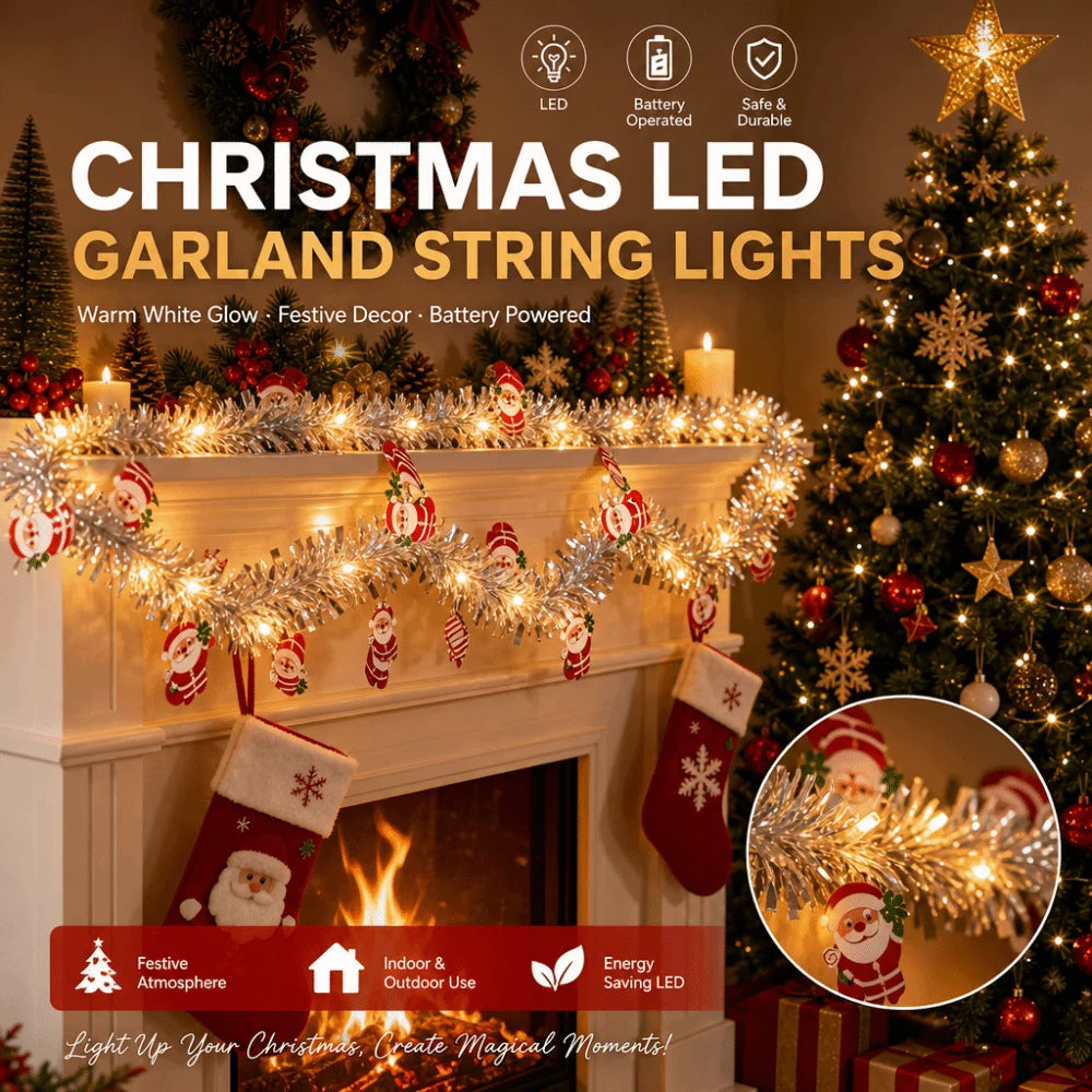 Christmas LED Furry String Lights Santa Garland 3m/5.7m
