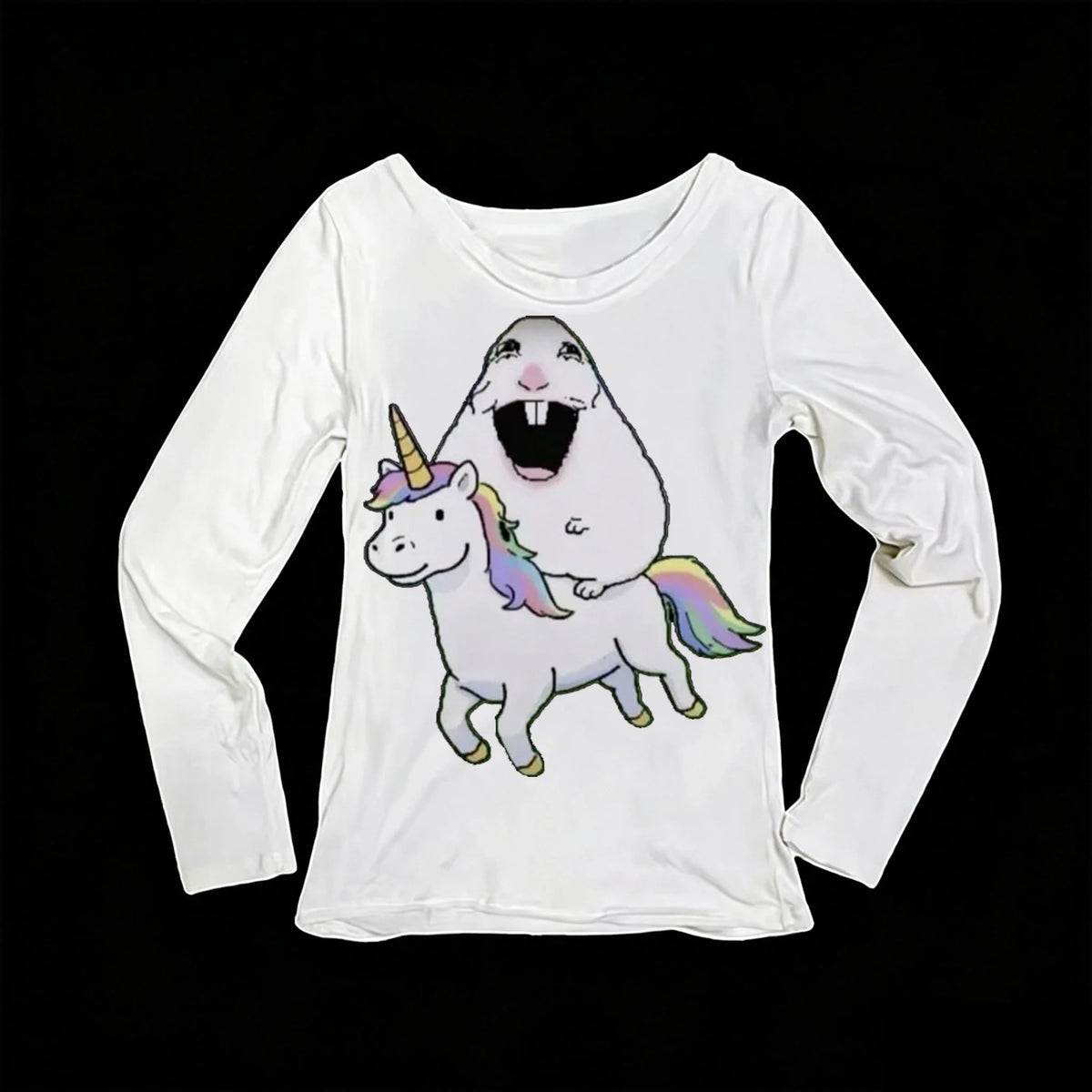 Women's Unicorn Print Long Sleeve T-Shirt | Y2K Slim Fit Tee