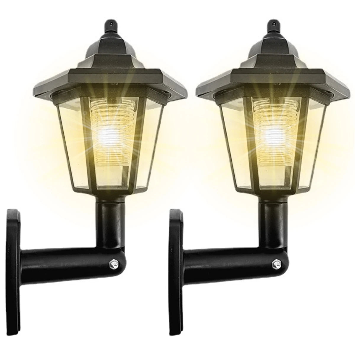 Solar Hexagonal LED Wall Light – Outdoor Waterproof Garden Sconce