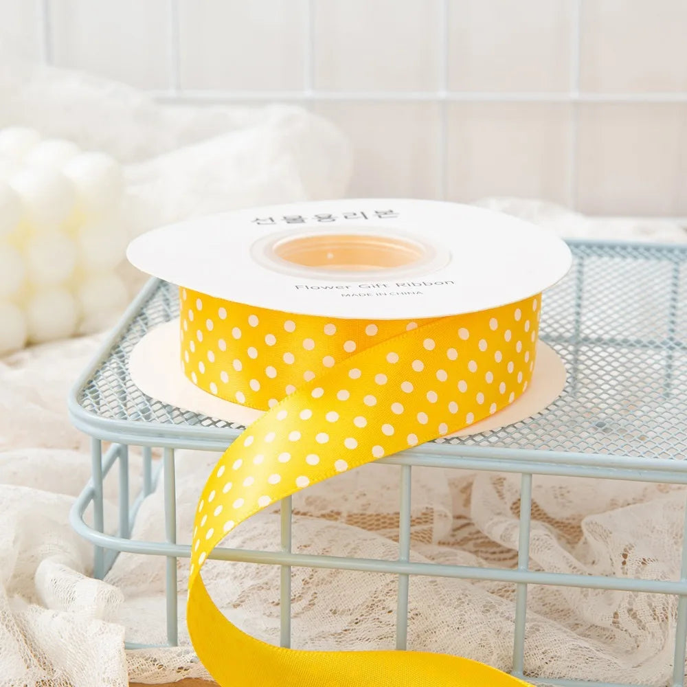 Polka Dot Ribbon 1" Wide – Shiny Multicolor DIY Craft & Gift Wrap