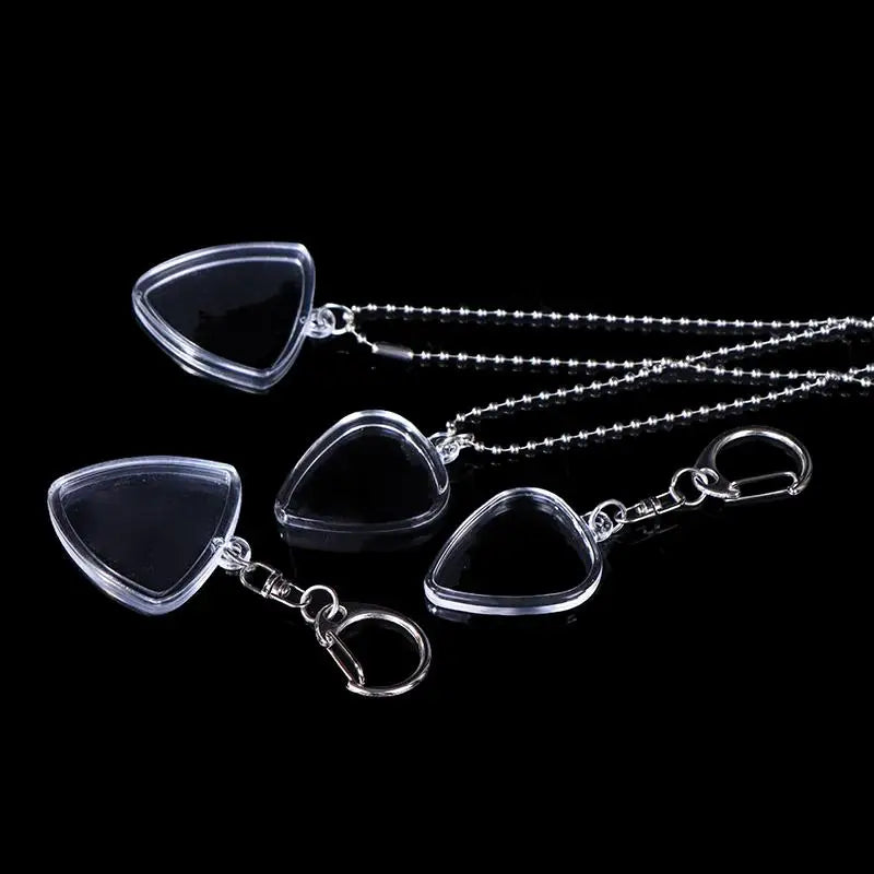 Guitar Pick Storage Case – Clear Heart-Shaped Holder & Keyring