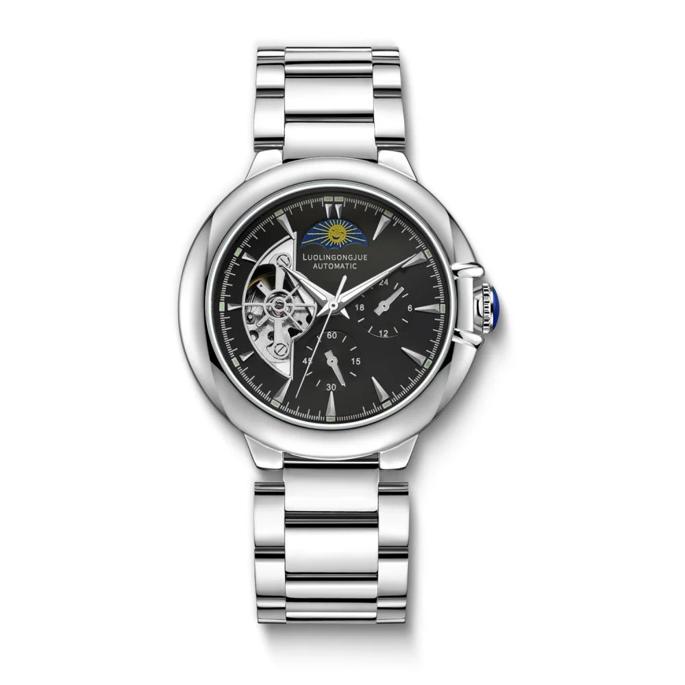 Skeleton Automatic Men's Mechanical Watch | Luminous Steel Band