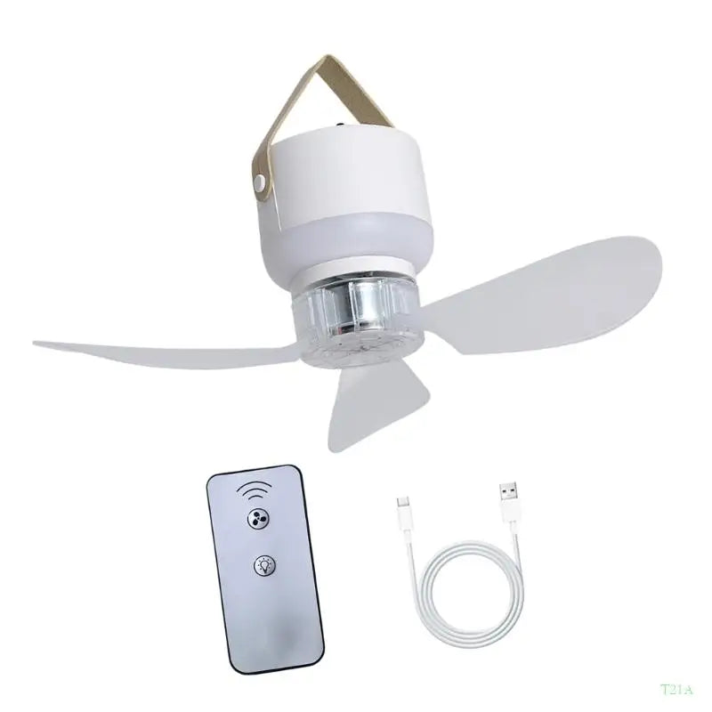 USB Hanging Camping Fan with LED Light & Remote – 11.4"