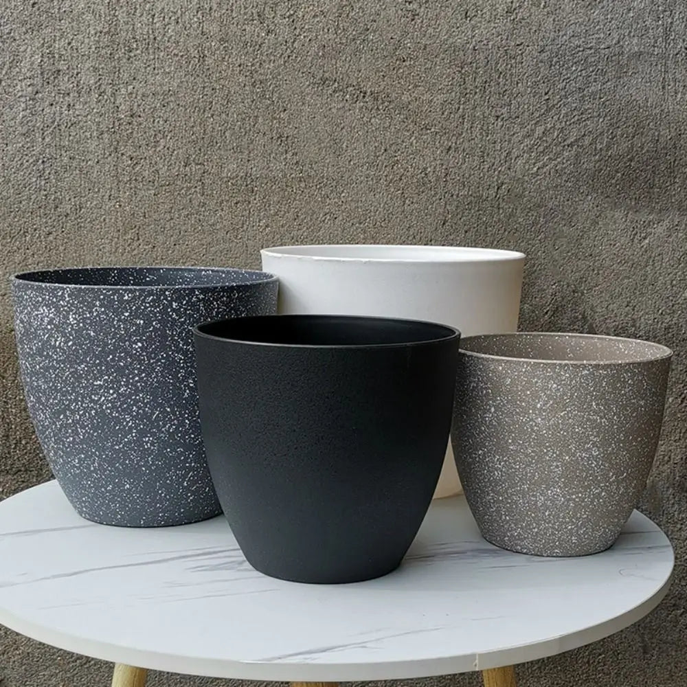 Frosted Plastic Bonsai Pot – Imitation Stone Succulent Planter