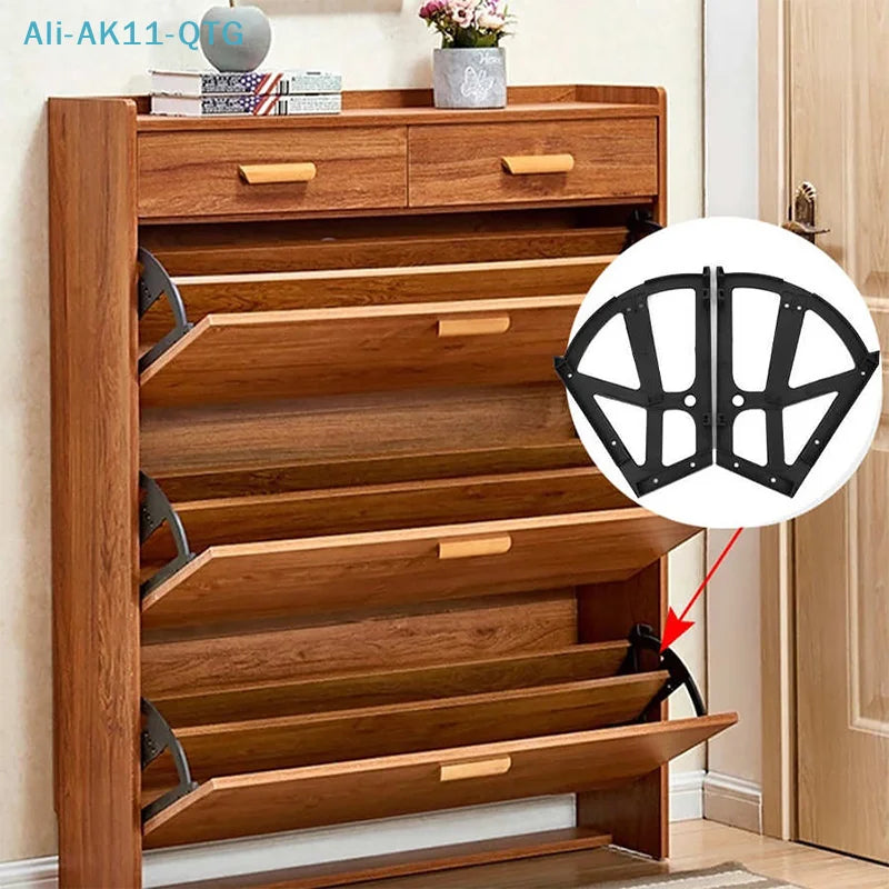 Steel Shoe Cabinet Flip Hinges 2-Pack | Rack Shelf Hardware