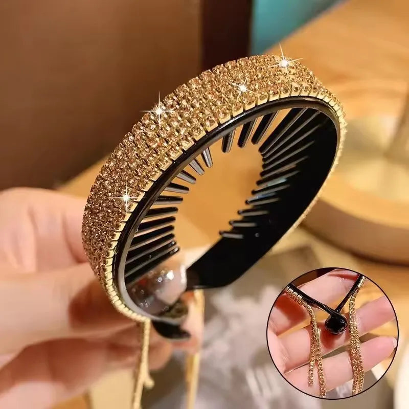 Women's Rhinestone Tassel Hair Claw Clips & Headband