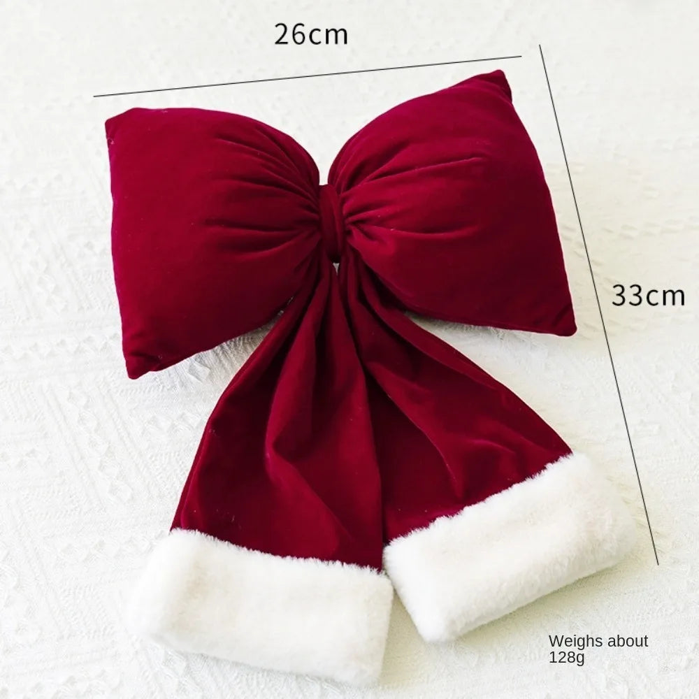 Wine Red Velvet Bowknot Christmas Tree Ornament | Xmas Decor