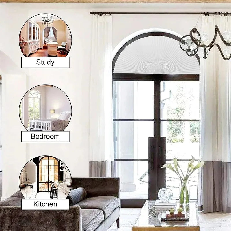 Self-Adhesive Arch Pleated Blind – Half Blackout Window Shade