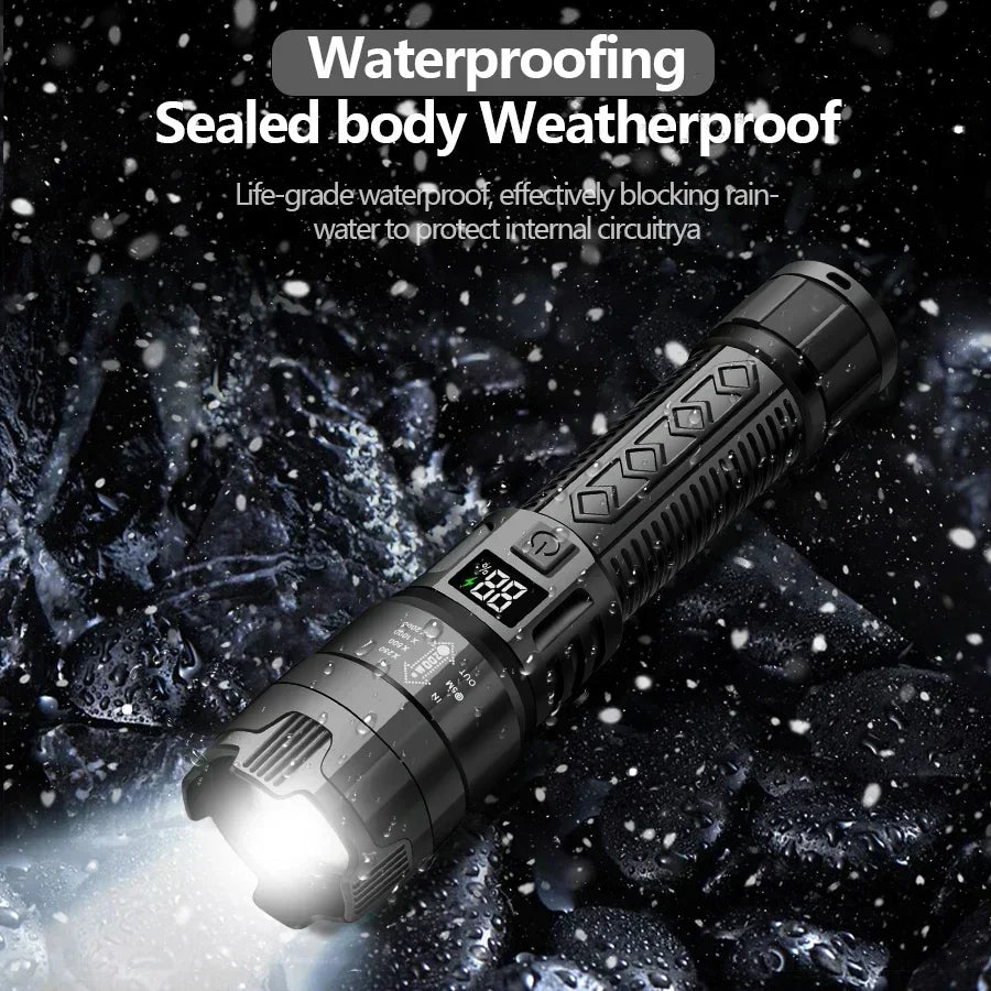 Ultra Bright 2000LM LED Flashlight – USB-C Rechargeable Zoom Torch