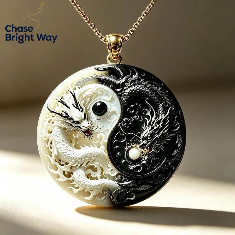 Yin Yang Twin Dragons Pendant Necklace – Gothic Alloy Choker