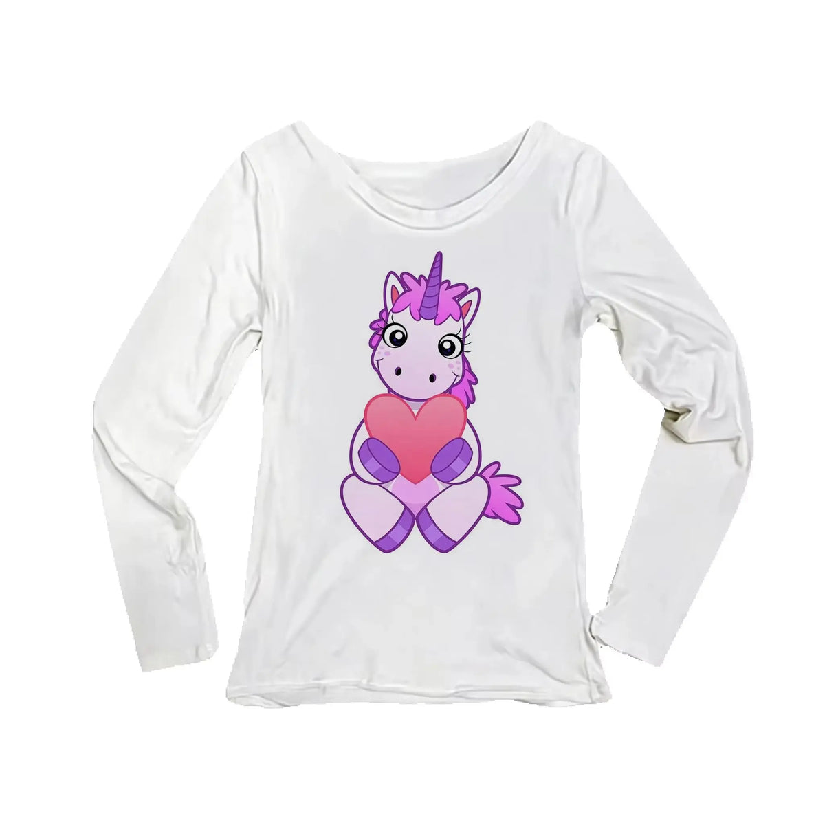 Women's Y2K Unicorn Print Long Sleeve Slim Fit T-Shirt