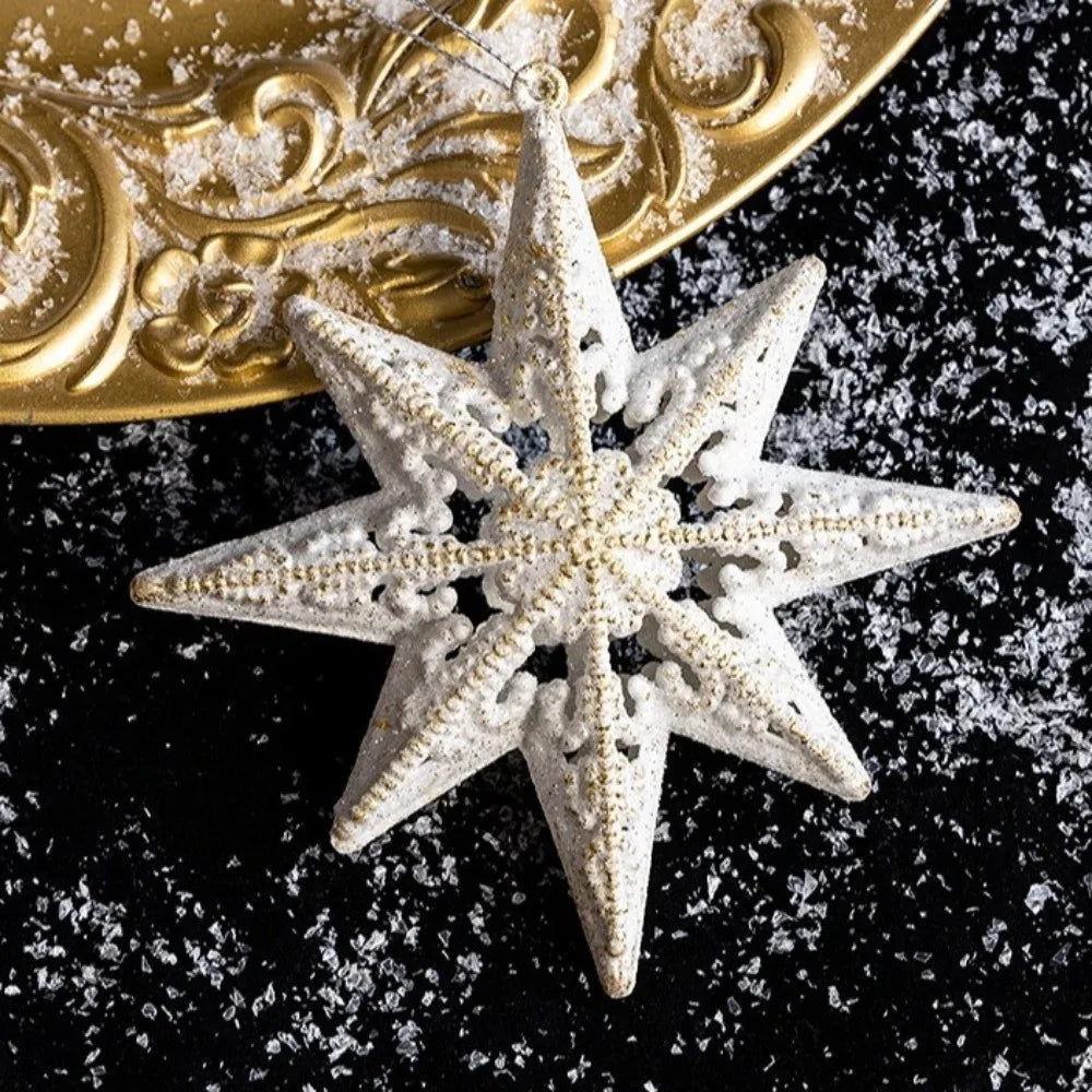 White Gold Glitter Christmas Ornaments – Assorted Resin Baubles