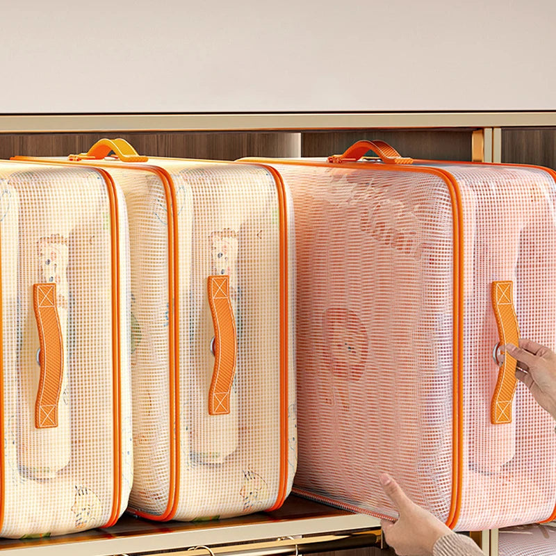 Clear PVC Blanket & Clothes Storage Bag with Zipper Organizer