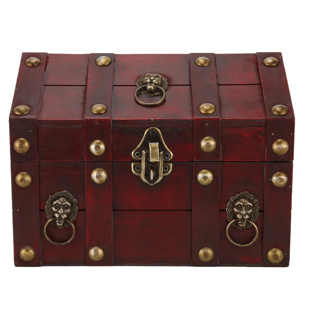 Vintage Wooden Storage Box with Combination Lock | Red Chest