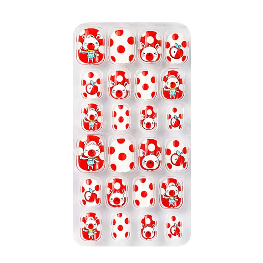 24-Pc Cartoon Y2K Press-On False Nails | Short Square Full Cover