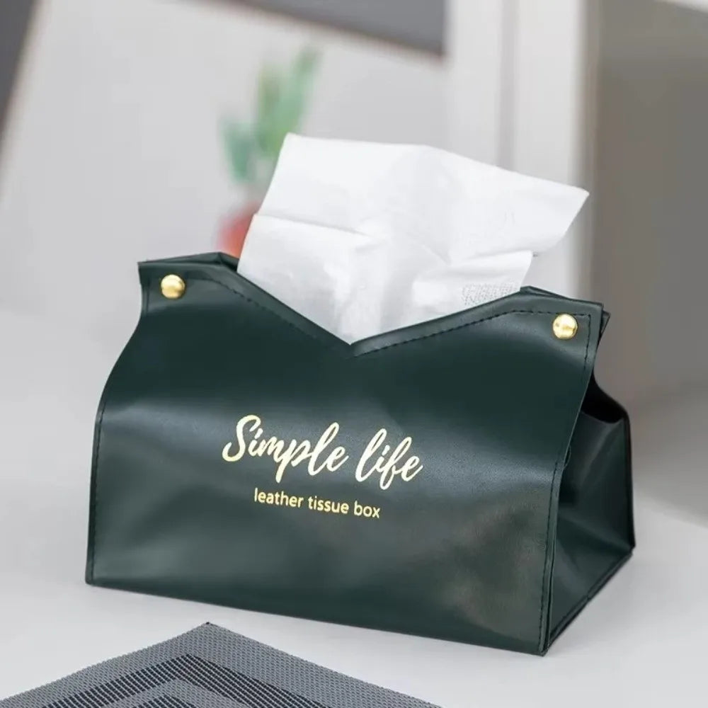 Modern PU Leather Tissue Box Cover | Home & Car Napkin Holder