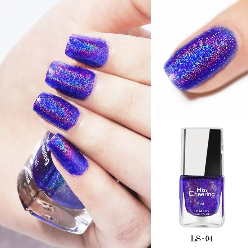 Laser Glitter Nail Polish – Holographic Rainbow 7ml 3-in-1