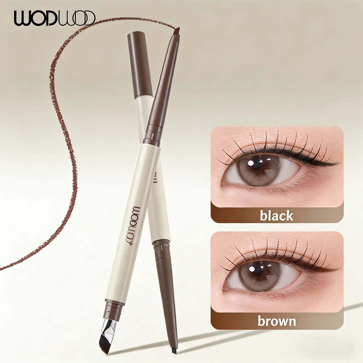 WODWOD 2-in-1 Waterproof Eyeliner Gel Pen & Brush | Brown/Black