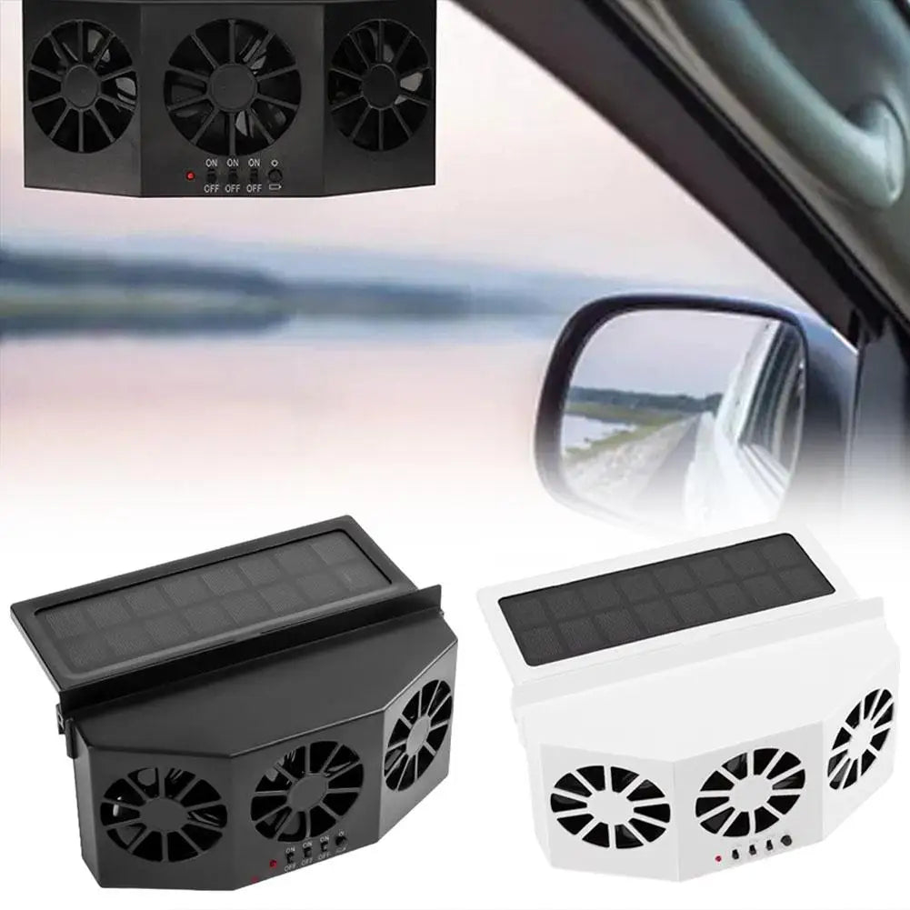 Solar Car Exhaust Fan – 3-Head USB Window Ventilation Fan