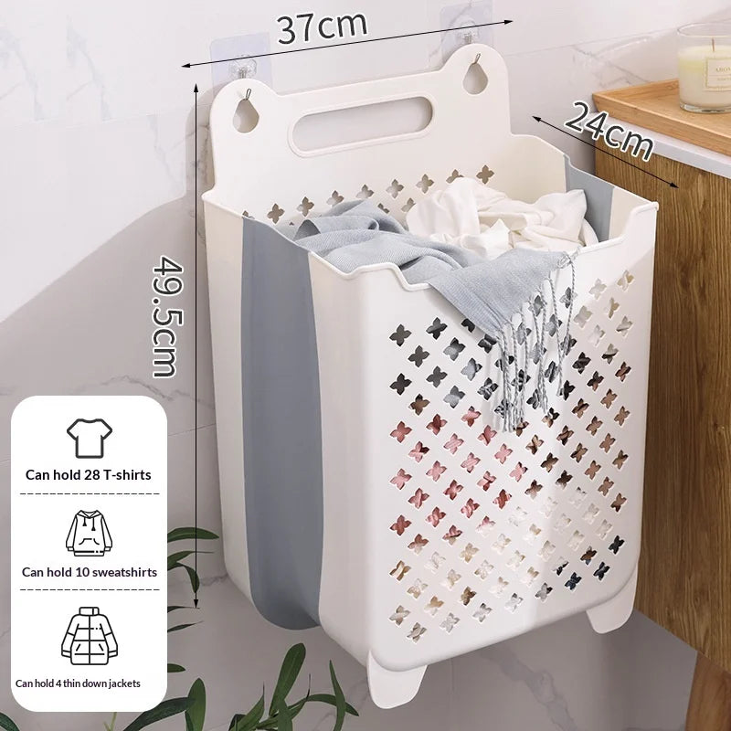 Wall Mounted Foldable Laundry Basket | Large Capacity Organizer