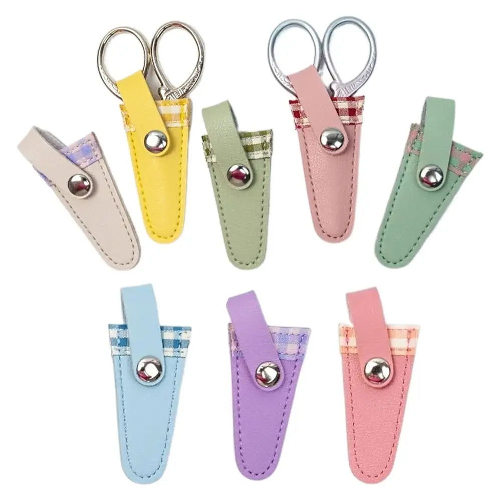 PU Scissors Protective Cover – Colorful Lattice Embroidery Cap