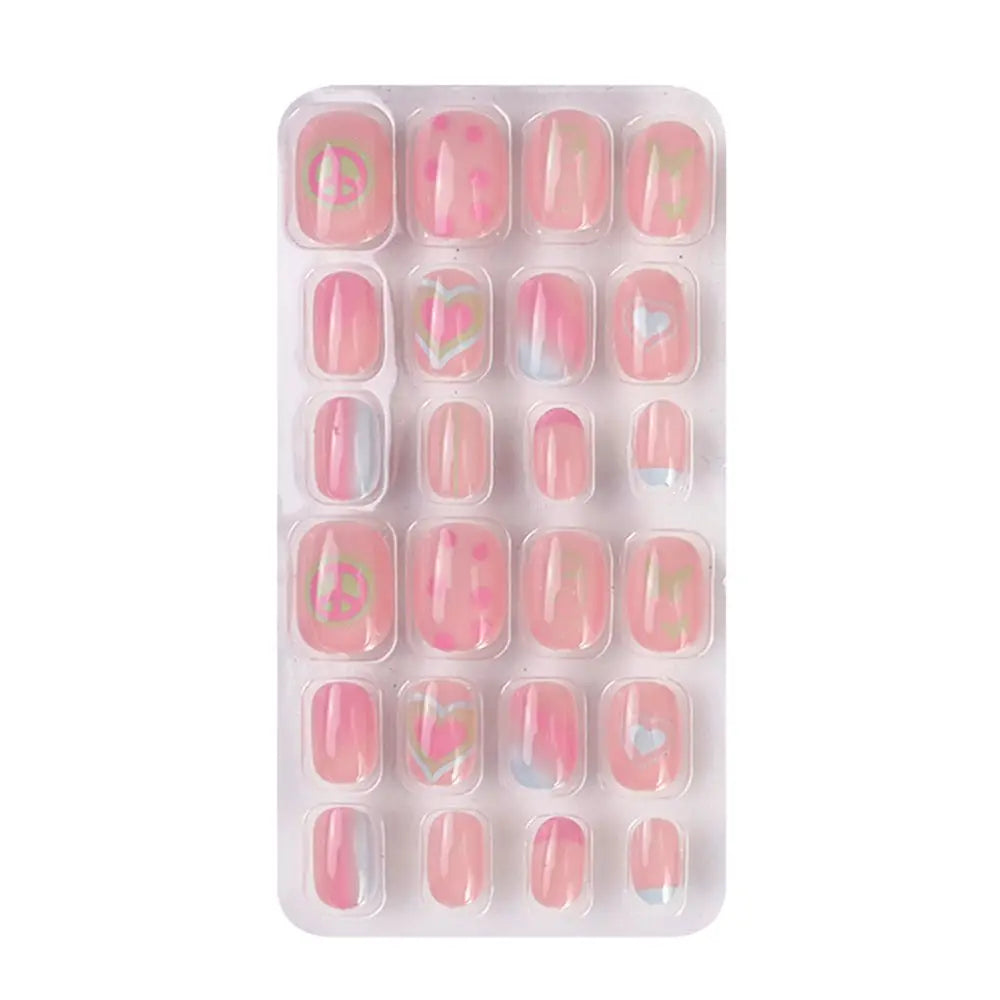 24-Pc Cartoon Y2K Press-On False Nails | Short Square Full Cover