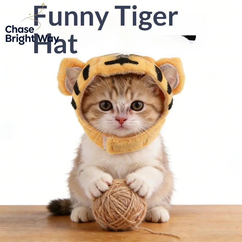 Tiger Fruit Cat Plush Hat – Adjustable Pet Cosplay Headwear