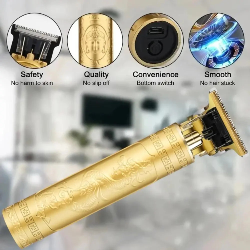 Vintage Cordless Hair Clipper – USB-C Fast Charging Trimmer