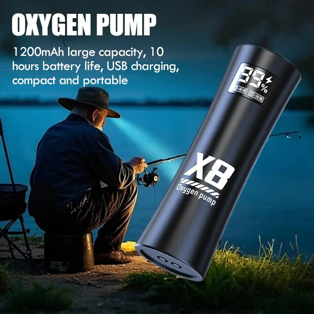 USB Rechargeable Portable Fish Aerator Pump – Dual Motor 48H