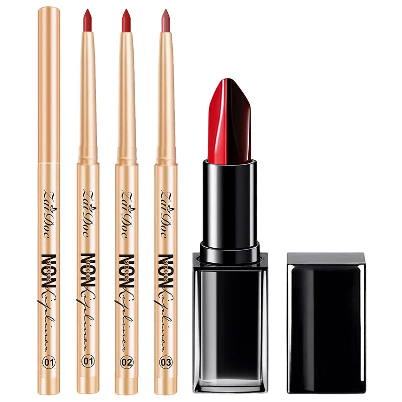 ZaiDoc 3-Color Lip Liner Set – Waterproof Smudge-Proof Pencil