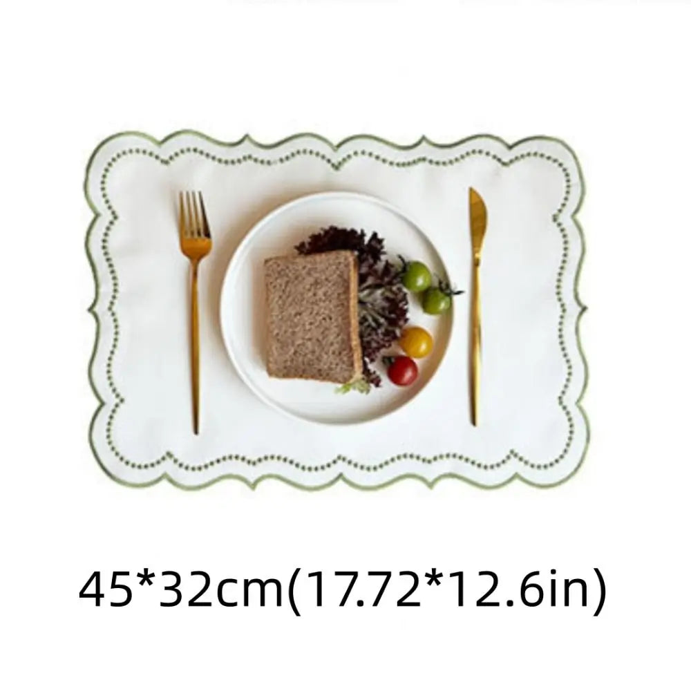 Vintage Embroidered Lace Placemat – Washable Table Mat 45×32cm