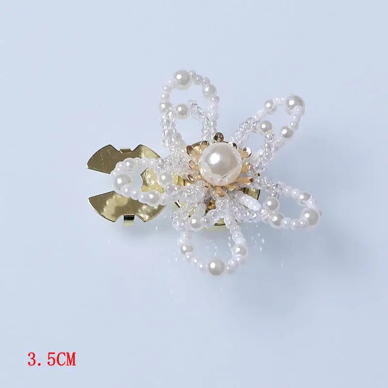 Pearl Flower Button Covers – Alloy Rhinestone DIY Shirt Decor