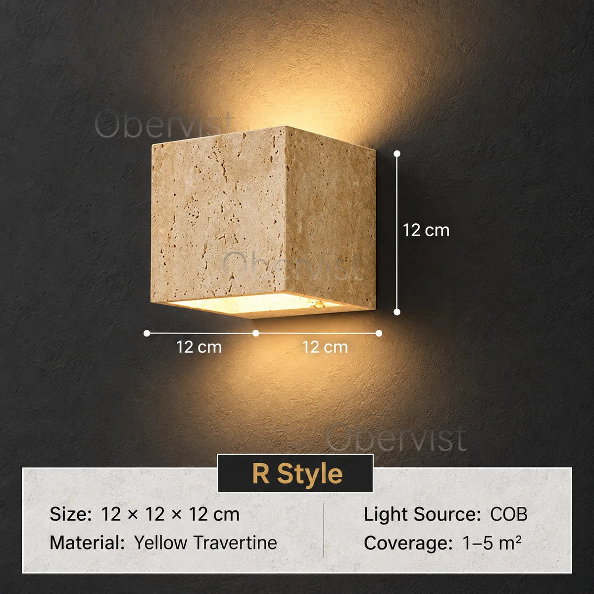 Square Natural Stone Outdoor Wall Sconce – IP65 LED Light