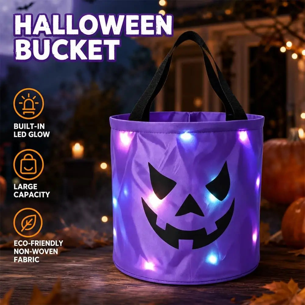 LED Light-Up Halloween Pumpkin Candy Bucket for Kids
