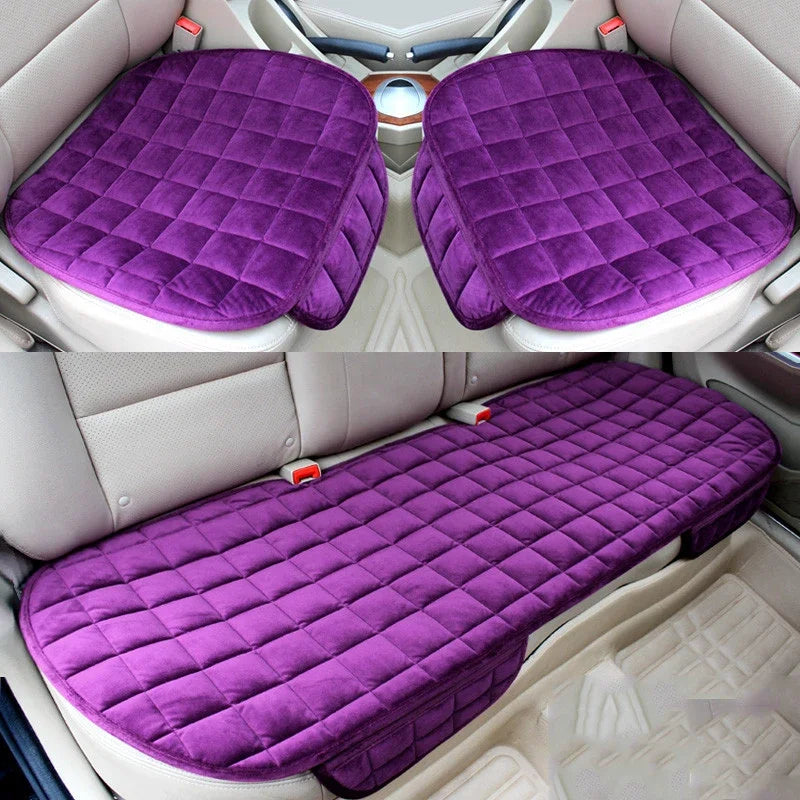 Universal Plush Car Seat Cover Set – 3-Piece Front & Rear