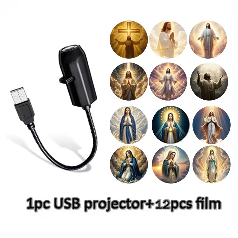 USB Religious Projection Light – 12 Sacred Pattern Slides
