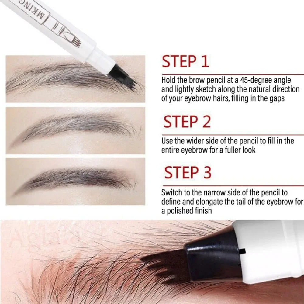 4-Fork Microblading Eyebrow Pen – Waterproof Liquid Brow Kit